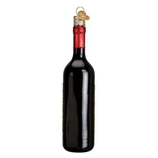 Red Wine Bottle Old World Christmas Ornament