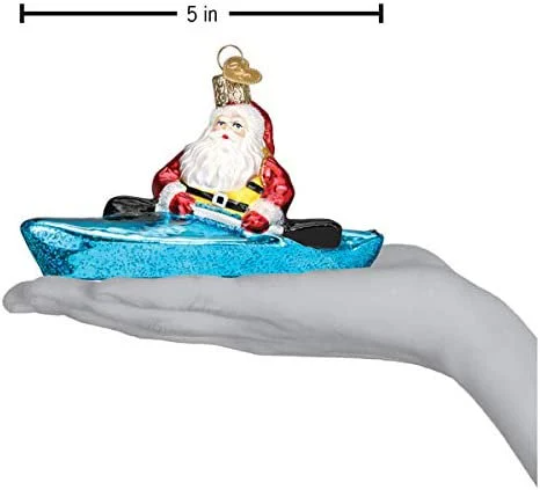 Santa in Kayak Old World Christmas ornament