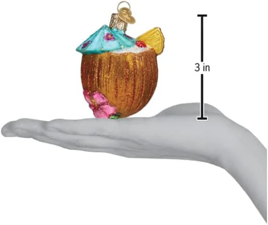 Tropical Coconut Drink Old World Christmas Ornament