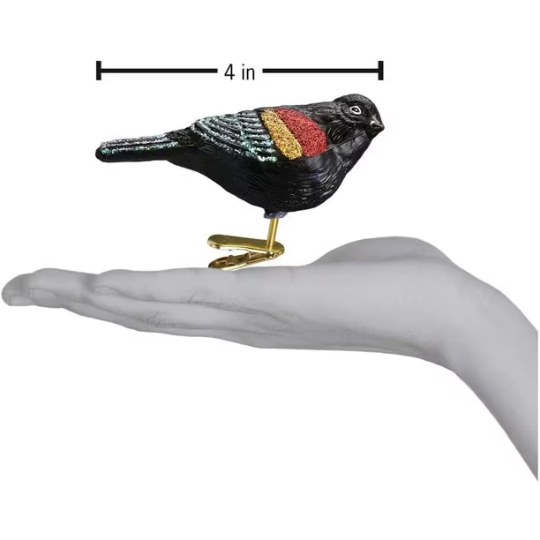Red Winged Blackbird Old World Christmas Clip Ornament