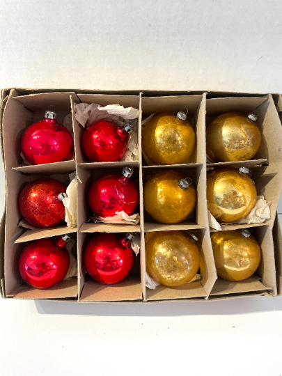 Vintage Red and Gold Christmas Ornaments
