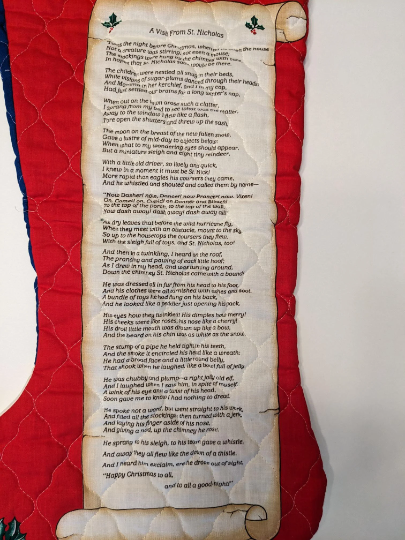 Large Quilted Vintage Christmas Stocking