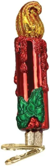 Red Clip-On candle Ornament Old World Christmas Glass Ornament