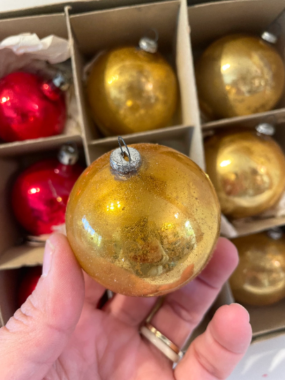 Vintage Red and Gold Christmas Ornaments