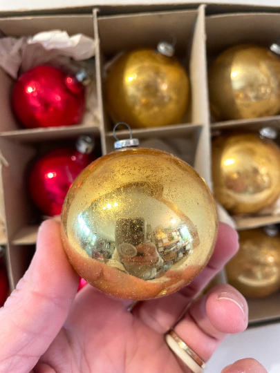 Vintage Red and Gold Christmas Ornaments