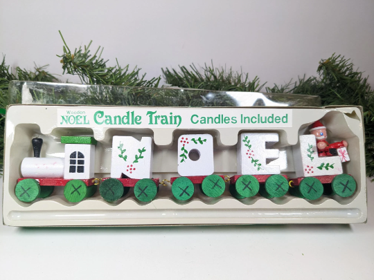 Wooden Noel Candle Christmas Train