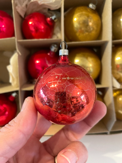 Vintage Red and Gold Christmas Ornaments