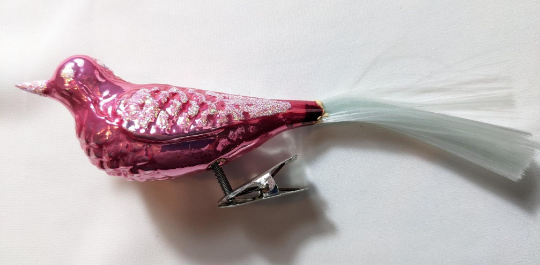 Hot Pink Clip-On Bird Retired Old World Christmas Inge Glas Ornament