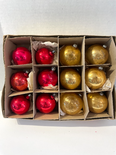 Vintage Red and Gold Christmas Ornaments