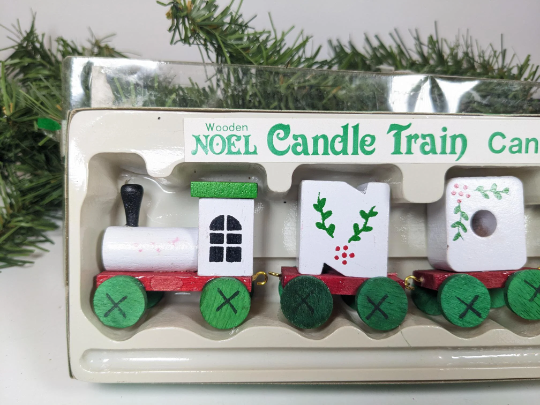Wooden Noel Candle Christmas Train