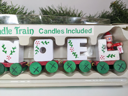 Wooden Noel Candle Christmas Train