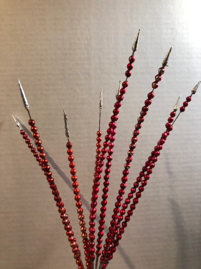 Vintage Red Glass Christmas Ornament Spray Picks