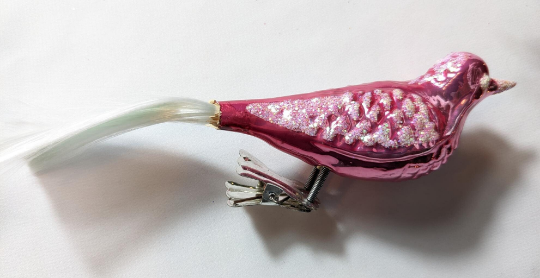 Hot Pink Clip-On Bird Retired Old World Christmas Inge Glas Ornament