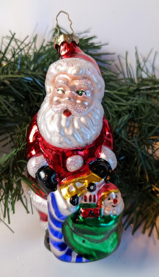 Winking Santa Vintage 1998 BK Glass Ornament