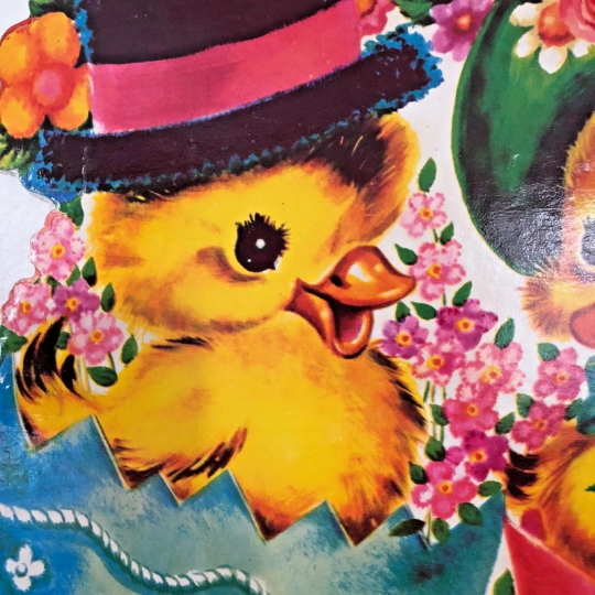 Hatching Easter Chicks Vintage Wooden Die Cut Easter Wall Hanging