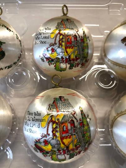 Vintage Nursery Rhyme Satin Christmas Ornaments