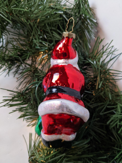 Winking Santa Vintage 1998 BK Glass Ornament