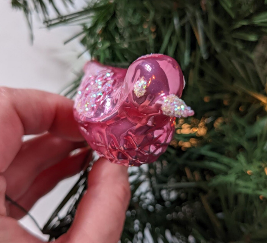 Hot Pink Clip-On Bird Retired Old World Christmas Inge Glas Ornament