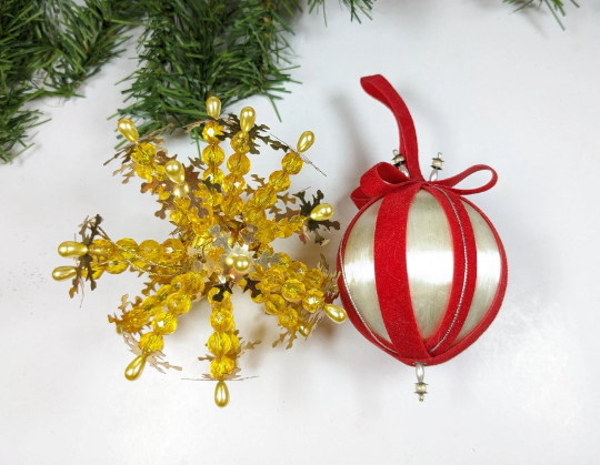 Vintage Beaded Pushpin Christmas Ornaments
