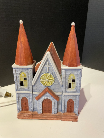 Vintage 1991 National Decorations Christmas Village Light Up Church