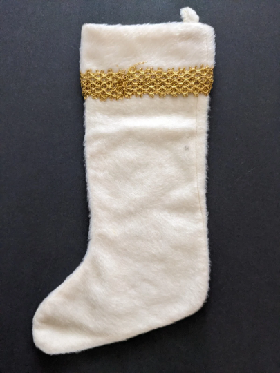 Vintage White Holly Christmas Stocking