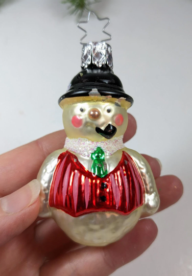 Inge Glas Snowman with Pipe - Retired Old World Christmas Ornament