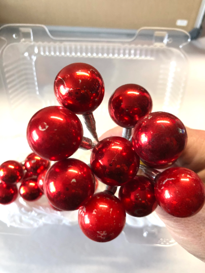 Vintage Red Christmas Ornament Spray Picks