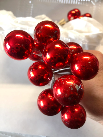 Vintage Red Christmas Ornament Spray Picks