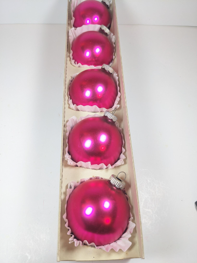 Hot Pink Shiny Brite Christmas Ornaments