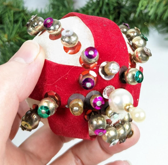 Vintage Beaded Pushpin Christmas Ornament