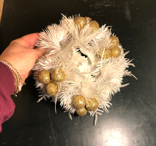 Vintage White Plastic Christmas Candle Ring Wreath