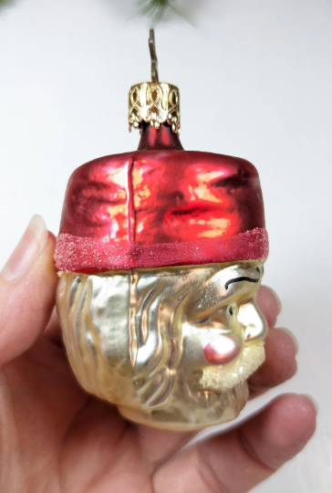 Vintage Inge Glas Santa Head Ornament
