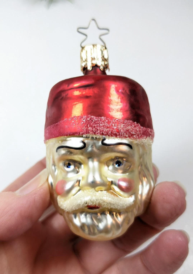 Vintage Inge Glas Santa Head Ornament