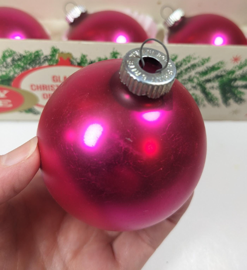 Hot Pink Shiny Brite Christmas Ornaments