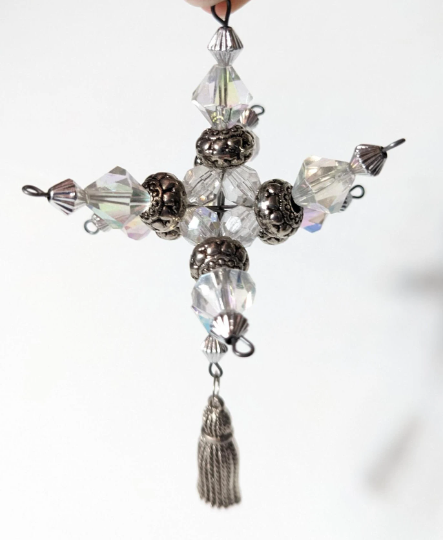 Vintage Snowflake Beaded Christmas Ornament