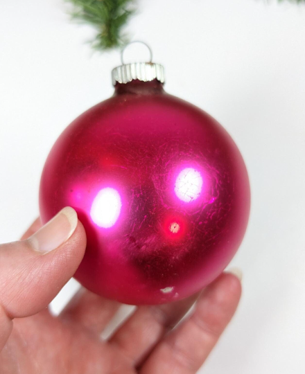 Hot Pink Shiny Brite Christmas Ornaments
