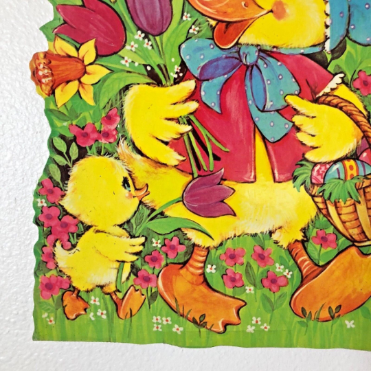 Vintage 1960s Wooden Die Cut Easter Duck Wall Hanging