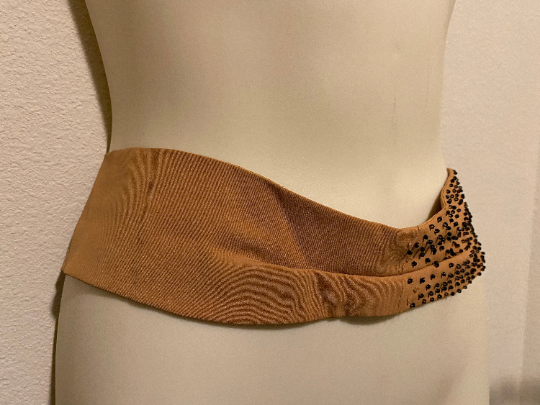 Vintage Tan Fashion Belt with Beads