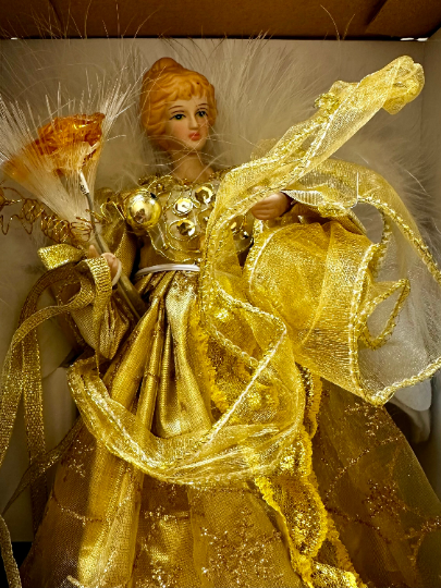10" Fiber Optic Golden Angel Tree Topper