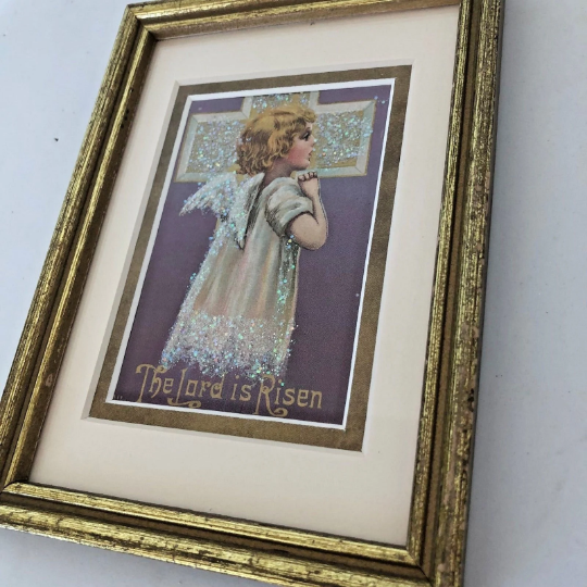 Vintage Framed 1908 "The Lord is Risen" Easter Card
