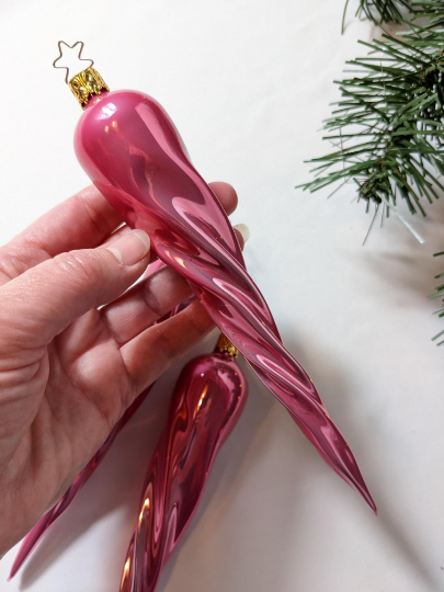 Hot Pink Icicles Retired Old World Christmas Inge Glas Ornaments