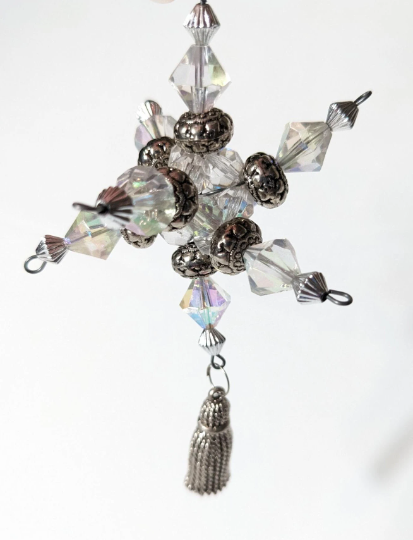 Vintage Snowflake Beaded Christmas Ornament