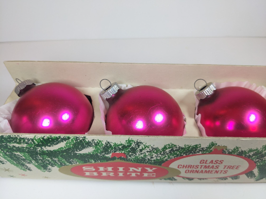 Hot Pink Shiny Brite Christmas Ornaments
