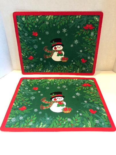 Vintage 1981 Hallmark Paper Snowman Christmas Placemats