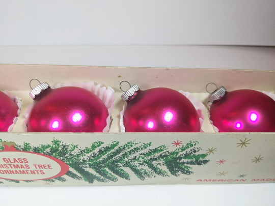 Hot Pink Shiny Brite Christmas Ornaments