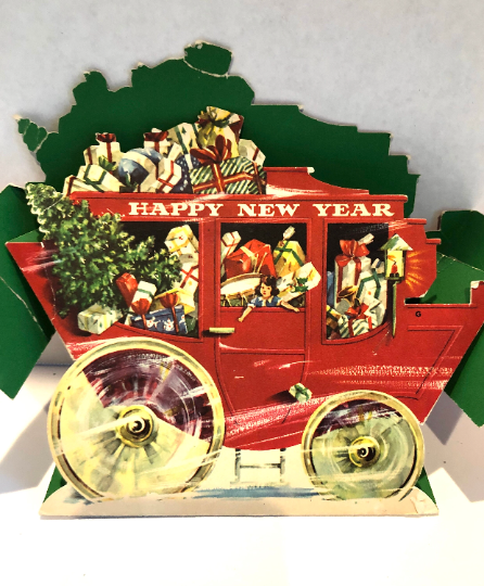 Vintage Paper Christmas and New Year Coach and Horses Card Holders