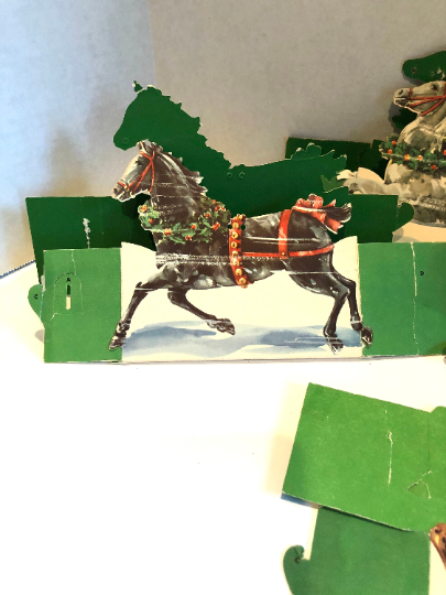 Vintage Paper Christmas and New Year Coach and Horses Card Holders