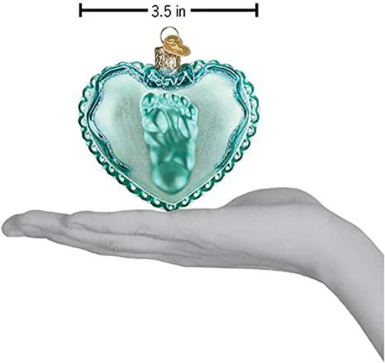 Baby Boy Footprint Old World Christmas Ornament