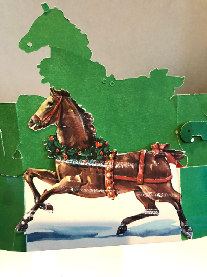 Vintage Paper Christmas and New Year Coach and Horses Card Holders