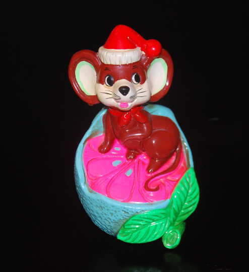 Santa Mouse Christmas Coin Bank 1960's 8" tall